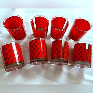 Set of 8 Vintage Christmas Holiday Tumbler low ball glasses by Georges Briard